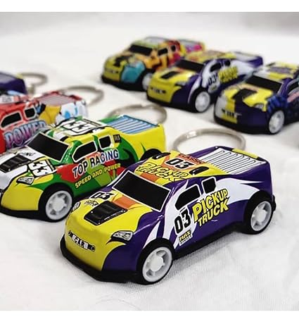 6 Pcs Pull Back Mini Metal Racing Cars Toy With Key Chain (Multicolor)