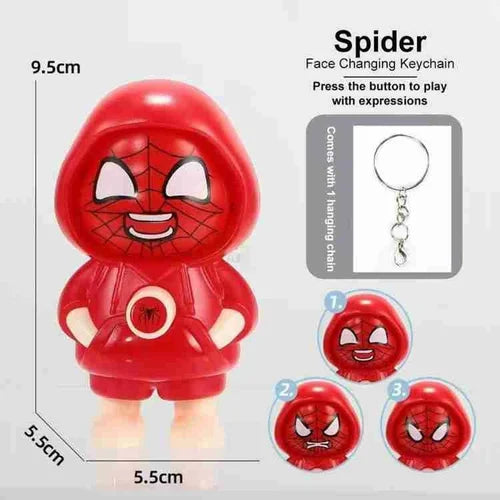 Spider-Man Face Changing Keychain with 3 Expressions(Red)