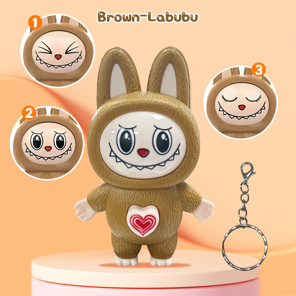 Labubu Face Changing Keychain (Brown)