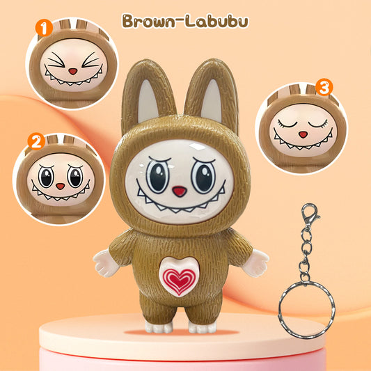 Labubu Face Changing Keychain (Brown)